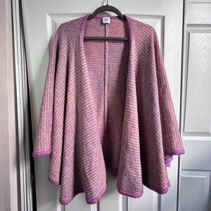 Cabi Womens Harper Cape 4272 Pink Tan Striped Sweater Shawl Wrap Poncho One Size